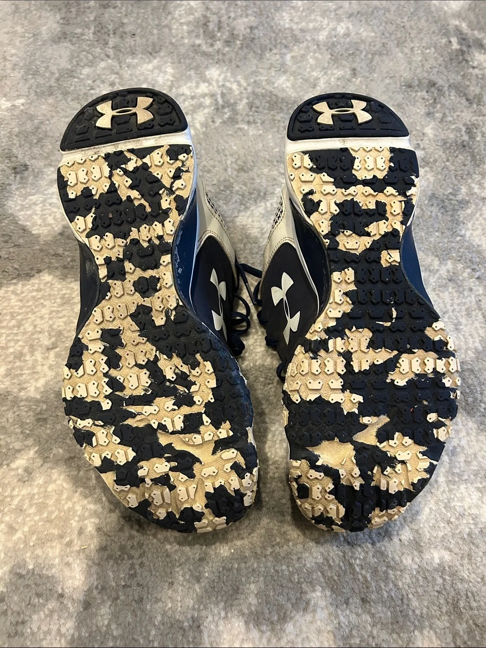 Under Armour Men’s Navy and White Lace-Up Sneakers Size 9.5